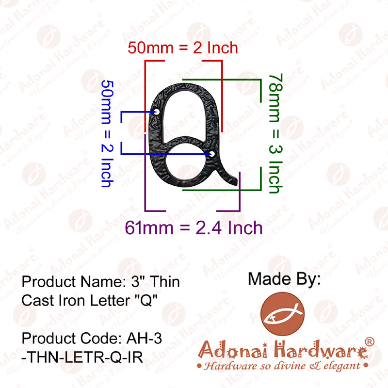 3 Inch Thin Cast Iron Letters (A-Z)