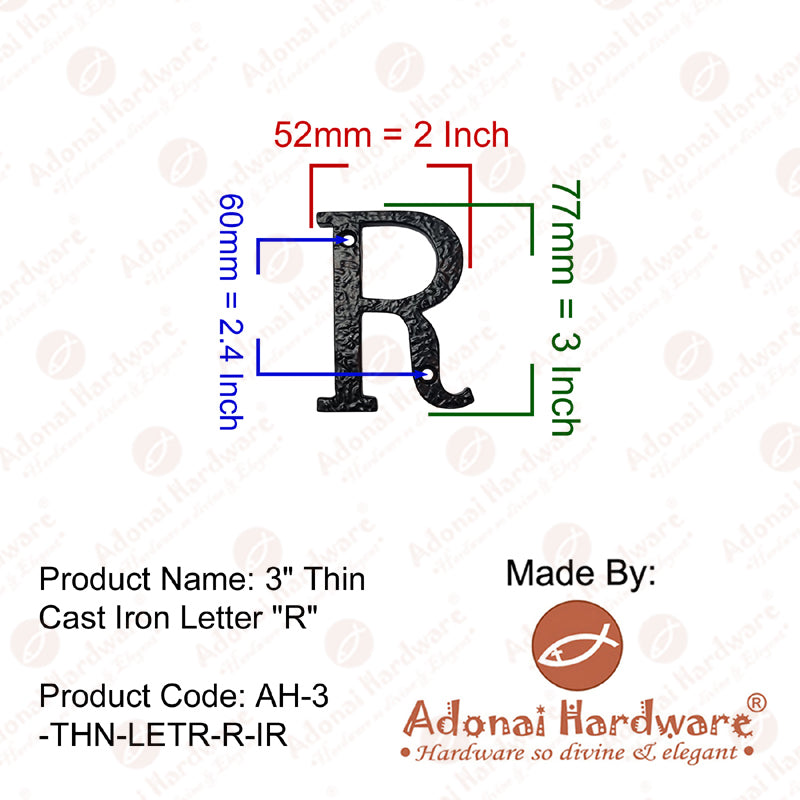 3 Inch Thin Cast Iron Letters (A-Z)