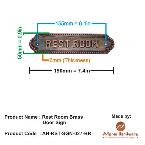 Rest Room Brass Door Sign