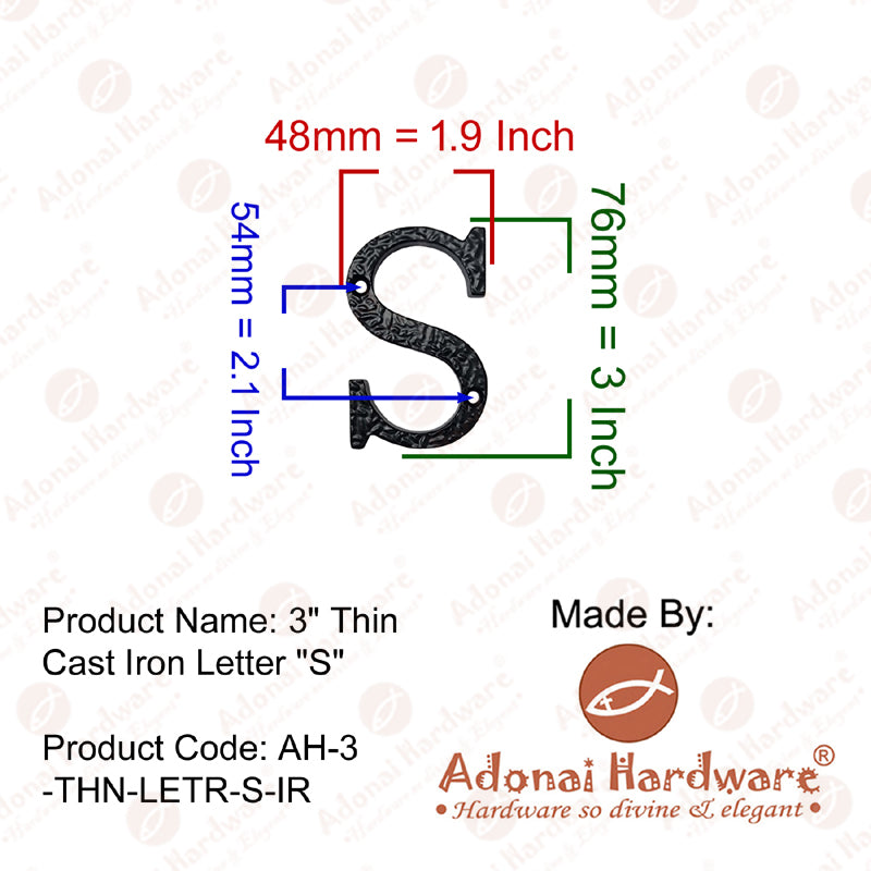 3 Inch Thin Cast Iron Letters (A-Z)