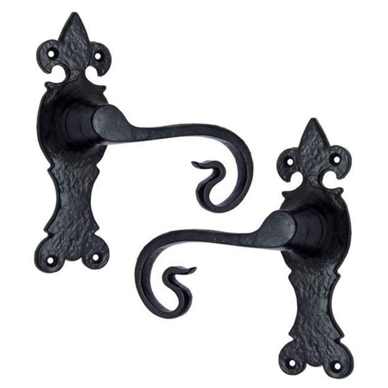 Buy "Shealtiel" Black Iron Door Handle with Plate-Premium Harware Products Online - Adonai Hardware