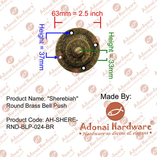 "Sherebiah" Round Brass Bell Push
