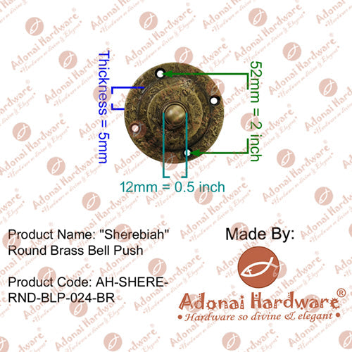 "Sherebiah" Round Brass Bell Push