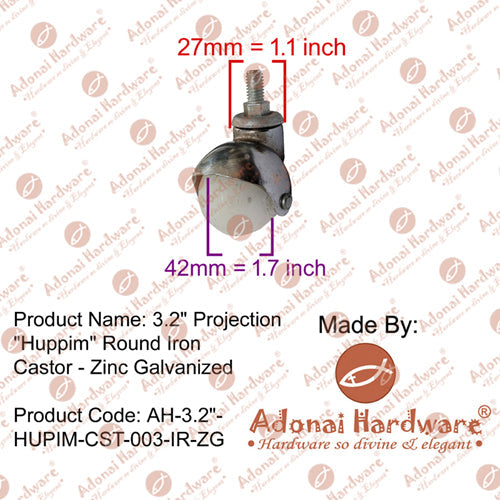 3.2" Projection "Huppim" Round Iron Ball Castor