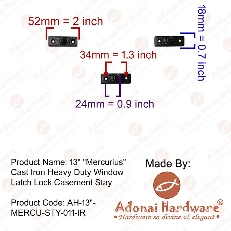 13 Inch Mercurius Cast Iron Heavy Duty Window Latch Lock Casement Stay