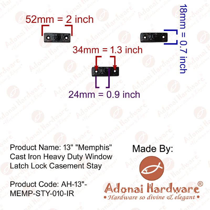 13 Inch Memphis Georgian Cast Iron Heavy Duty Window Latch Lock Casement Stay