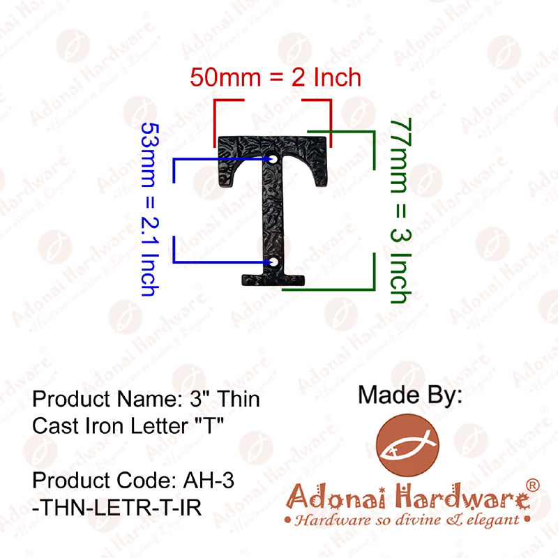 3 Inch Thin Cast Iron Letters (A-Z)