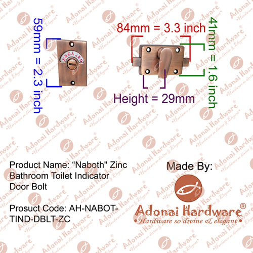 "Naboth" Zinc Bathroom Toilet Indicator Door Bolt