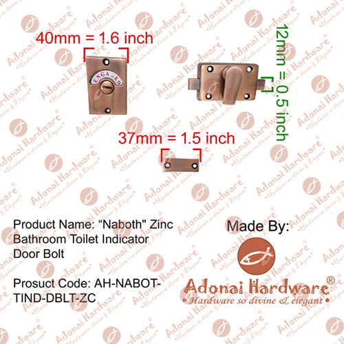 "Naboth" Zinc Bathroom Toilet Indicator Door Bolt
