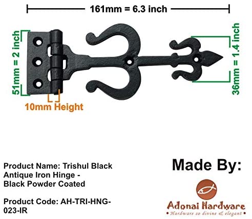 "Tertius" Antique Cast Iron Cabinet T Hinge