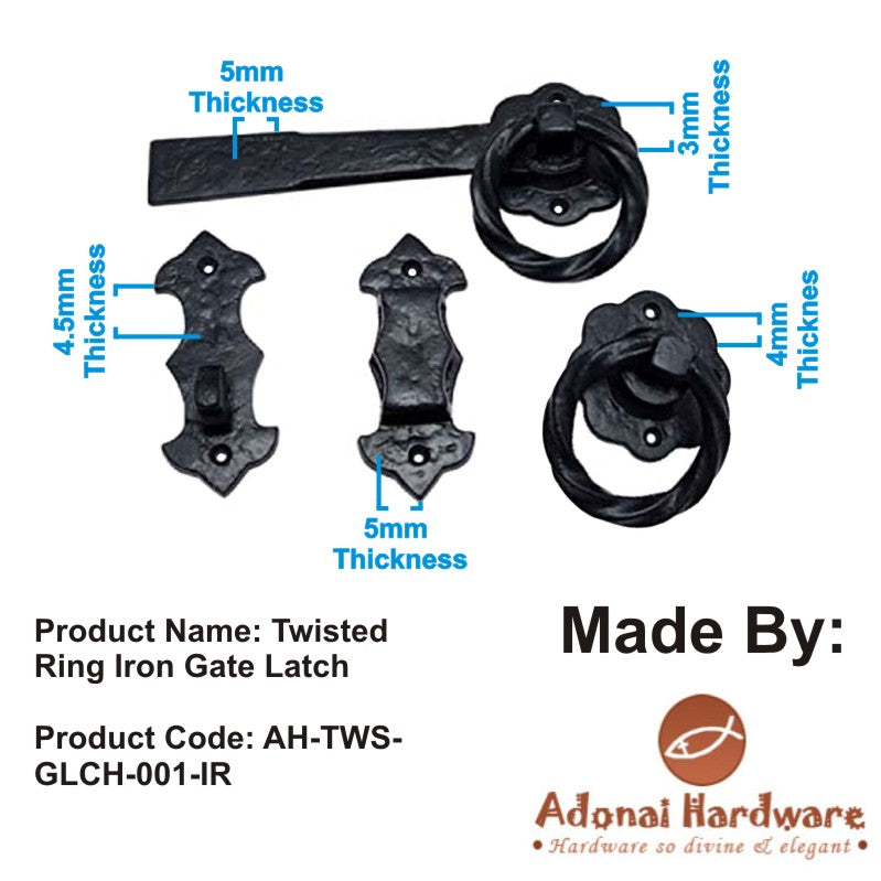 Adriel Iron Twisted Ring Gate Latch