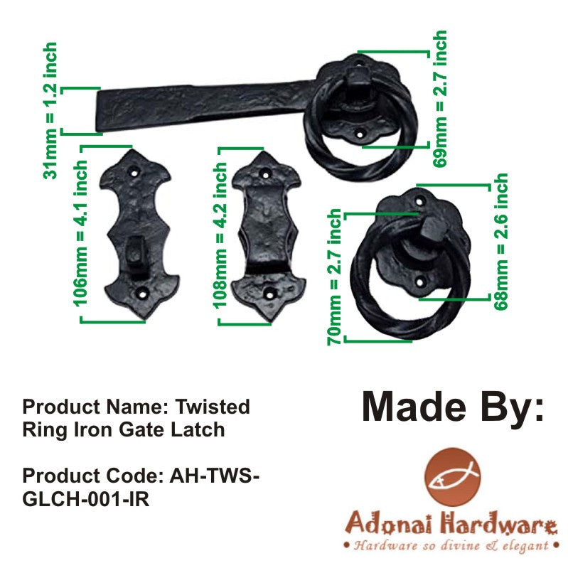 Adriel Iron Twisted Ring Gate Latch