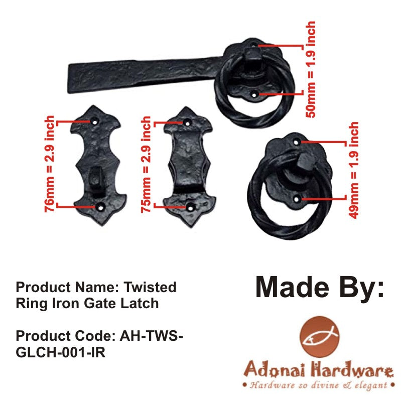 Adriel Iron Twisted Ring Gate Latch