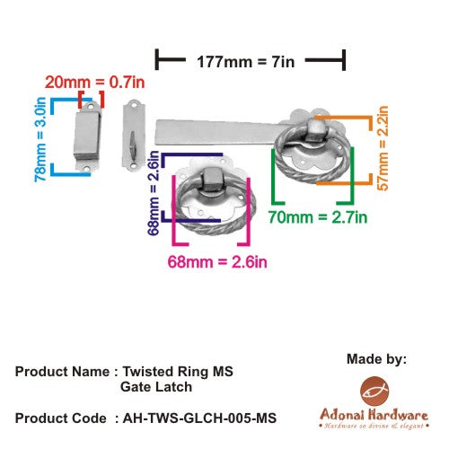 Best Twisted Ring MS Gate Latch - Adonai Hardware