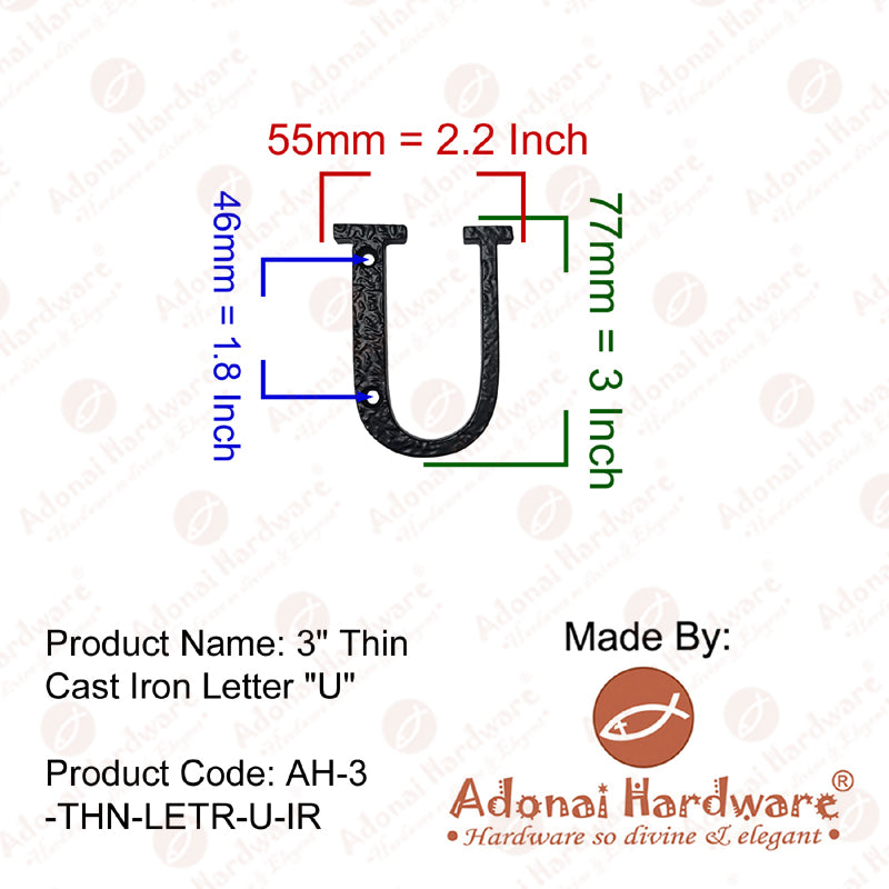 3 Inch Thin Cast Iron Letters (A-Z)