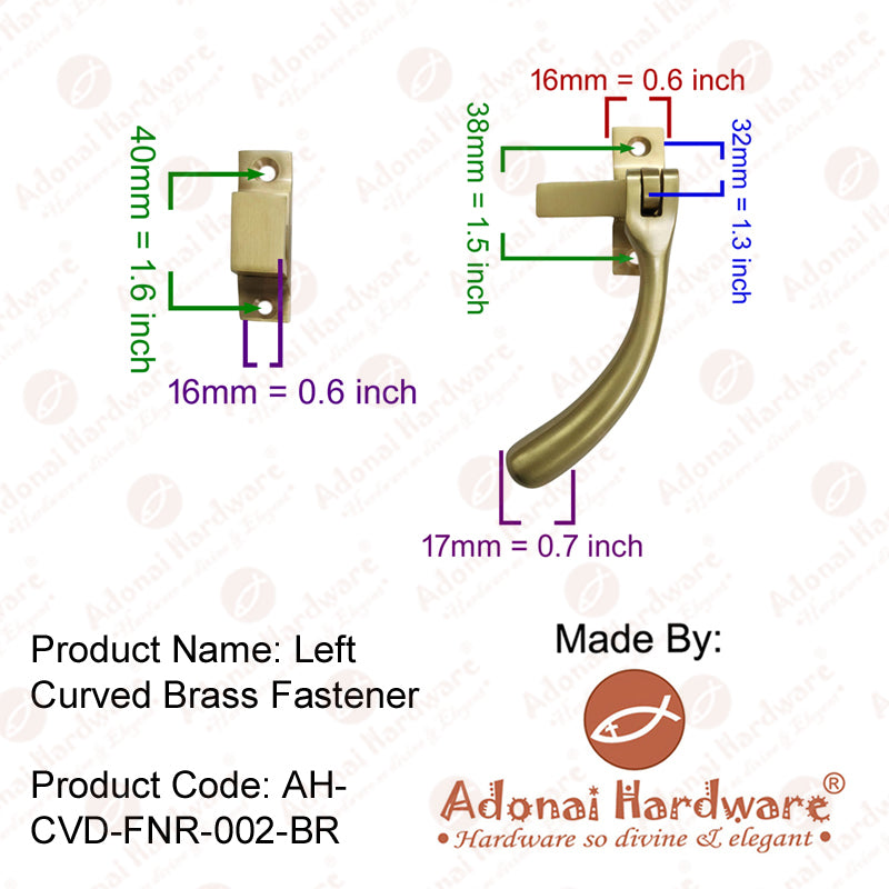 Left Curved Brass Fastener