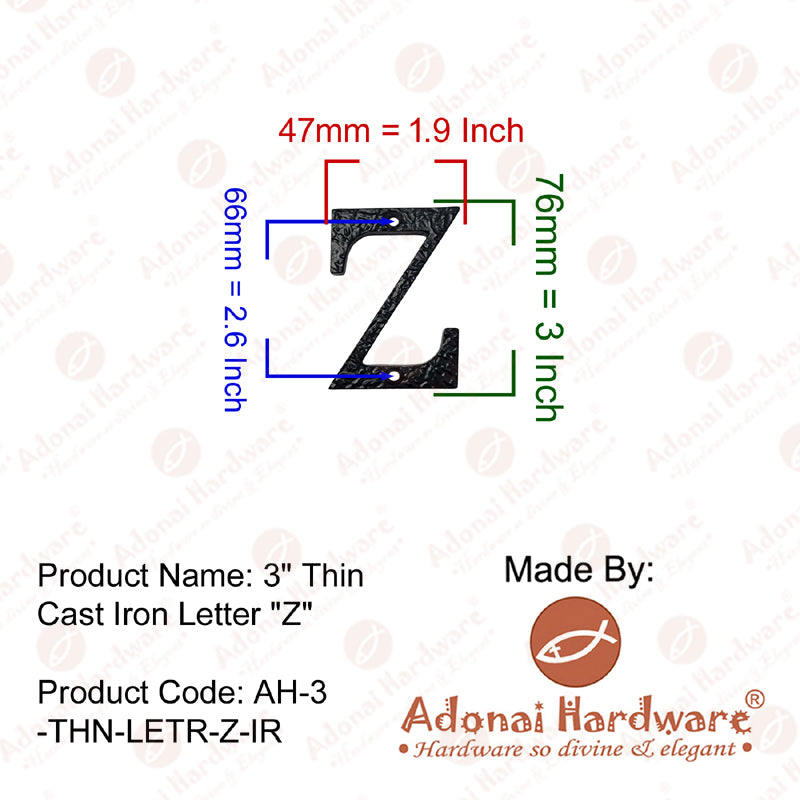 3 Inch Thin Cast Iron Letters (A-Z)