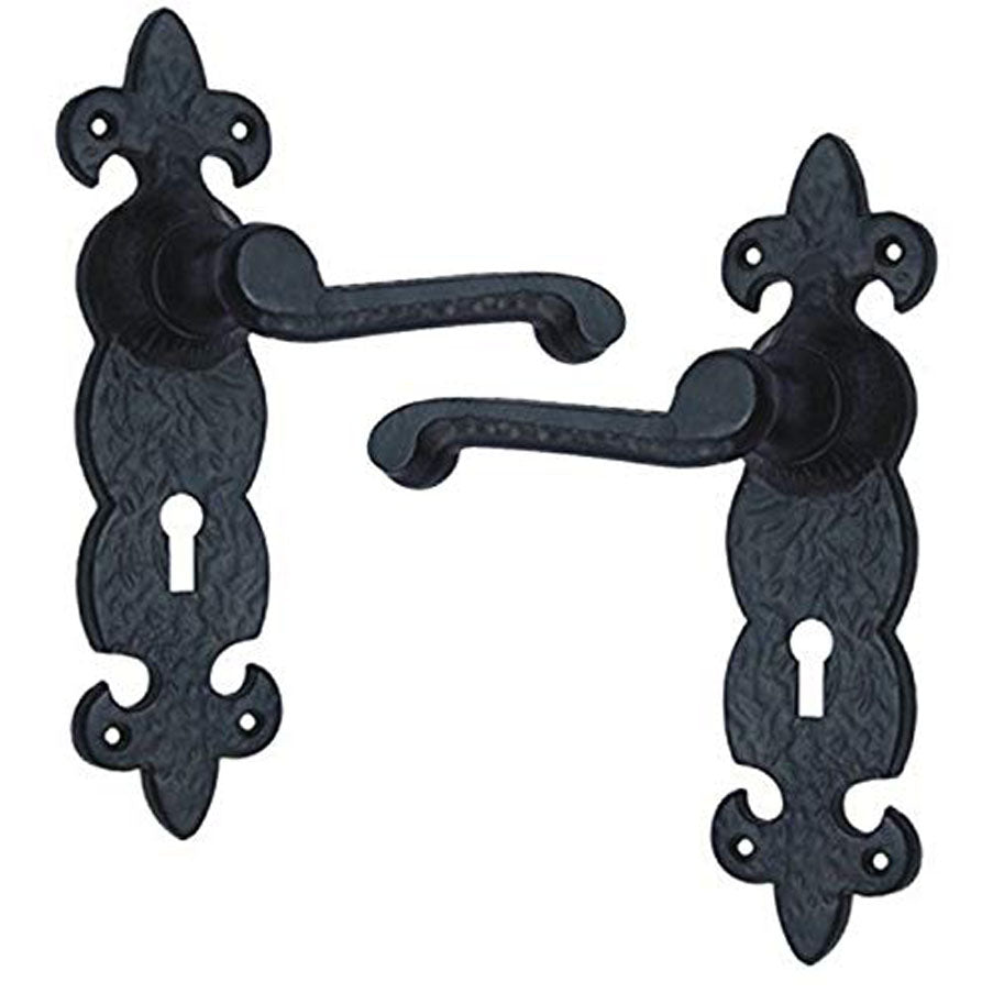Buy "Zadok" Black Iron Door Handle with Plate-Premium Harware Products Online - Adonai Hardware
