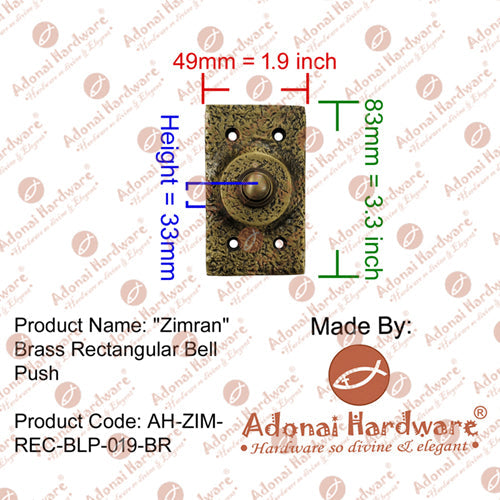"Zimran" Brass Rectangular Bell Push