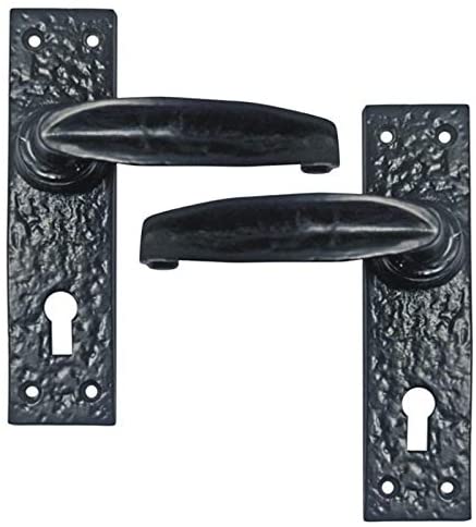 Buy "Almon"Black Iron Door Handle with Plate-Premium Harware Products Online - Adonai Hardware