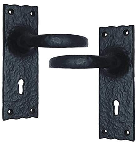 Buy "Eliud" Black Iron Door Handle with Plate-Premium Harware Products Online - Adonai Hardware
