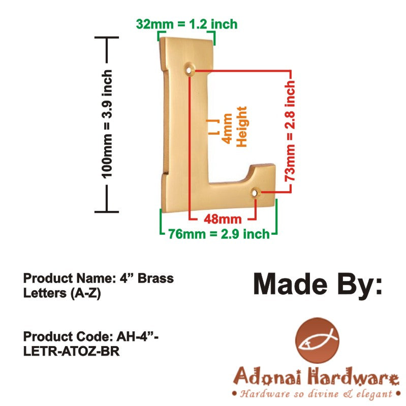 4" Brass Letters (A-Z)