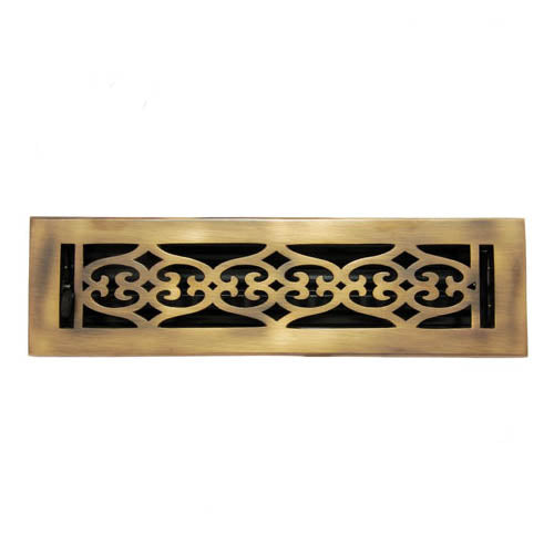 Buy "Flower" Brass Wall Register with Louver - 2-1/4" x 10" (3-1/2" x 11-3/8" Overall)-Premium Harware Products Online - Adonai Hardware