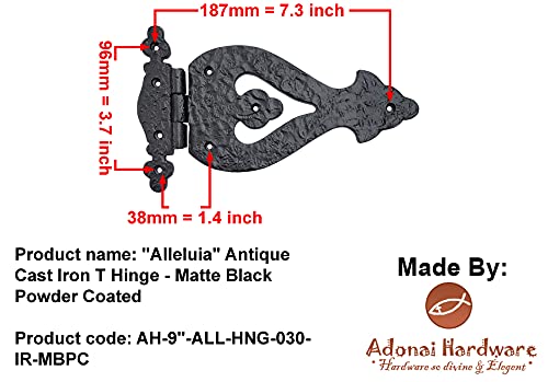 9 Inch Alleluia Antique Cast Iron Vintage T Hinge