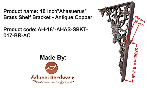 18 Inch"Ahasuerus" Brass Shelf Bracket