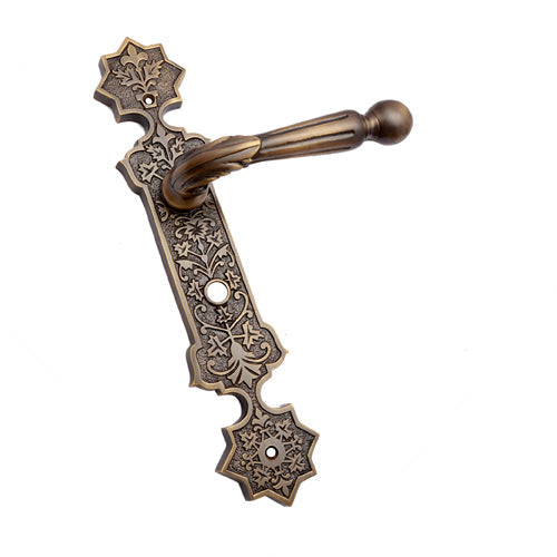 Buy "Shalmaneser" Brass Door Handle with Plate (Bathroom Hole Cutout)-Premium Harware Products Online - Adonai Hardware