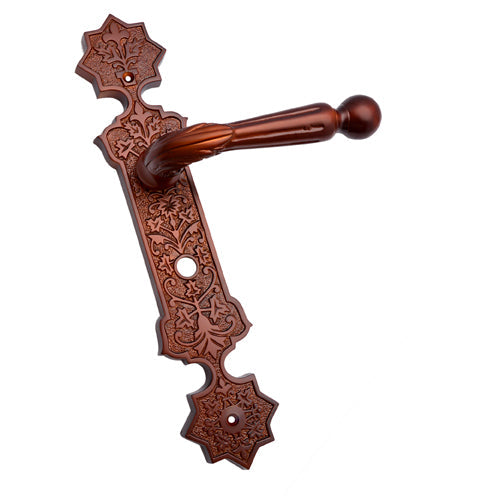 Buy "Shalmaneser" Silicon Bronze Door Handle with Plate (Bathroom Hole Cutout)-Premium Harware Products Online - Adonai Hardware